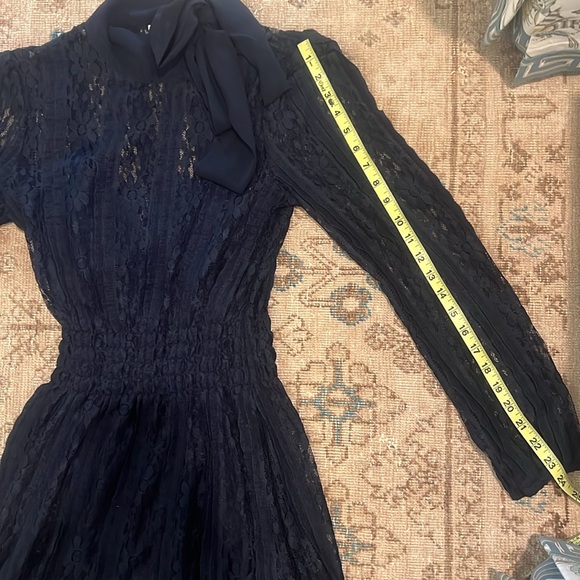 Red Valentino Navy Blue Lace Dress with Tie Neck - Picture 6 of 14